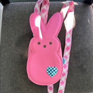 Bath & Body Works Pink Bunny Crossbody Bag with Blue Heart Accent